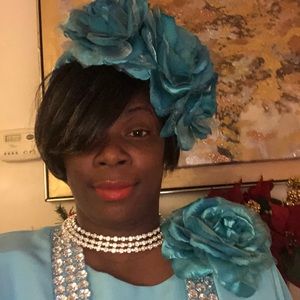 Turquoise Headband and rose flower set.